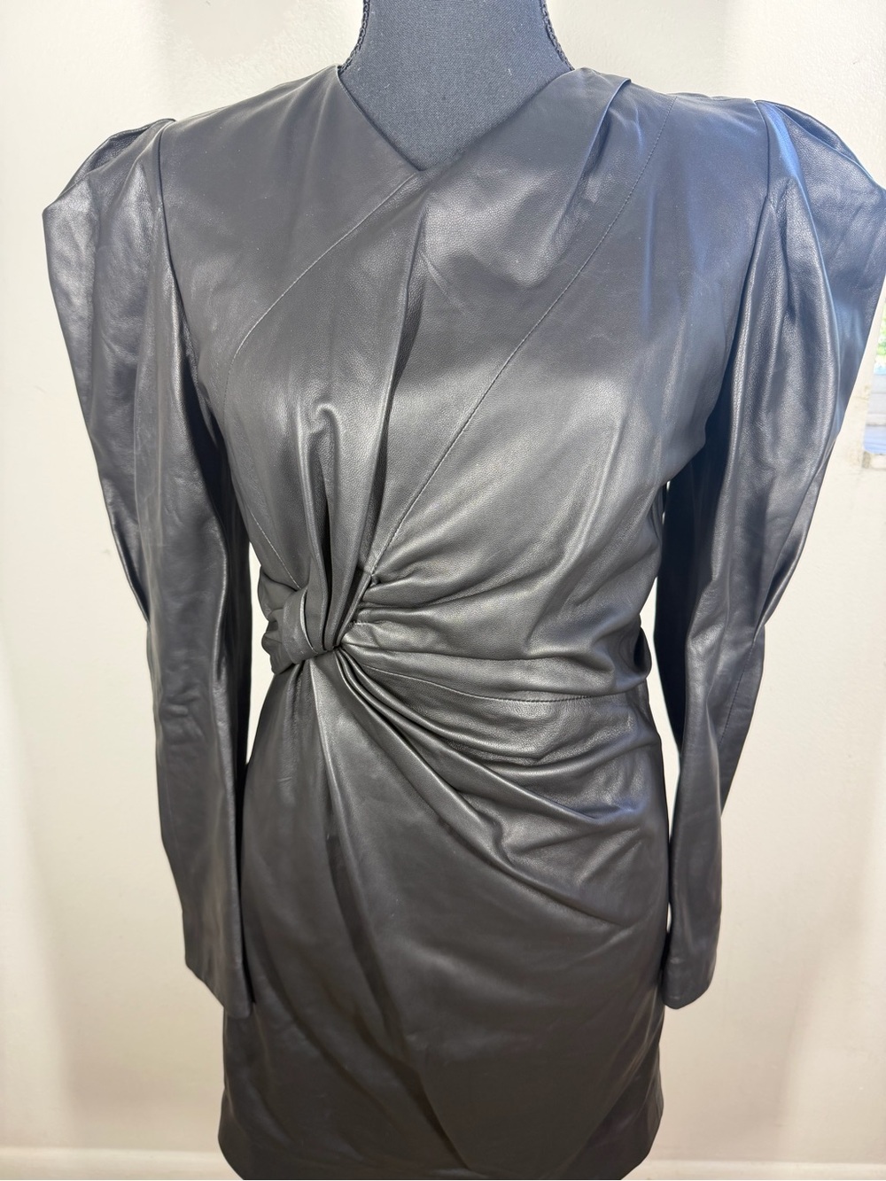 Isabel Marant Cobe Knotted Leather Mini Dress